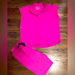 Limited Edition Fuschia Scrub set (small top, medium tall pants)